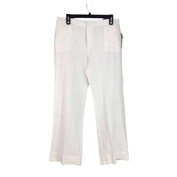 Linen Wide Leg Pants White Sz 16 Sigrid Olsen Signature Brand $129 MSRP - Picture 1 of 3